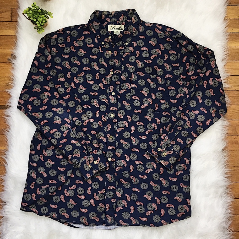 Vintage Button Don Shirt Paisley Links Edition EUC